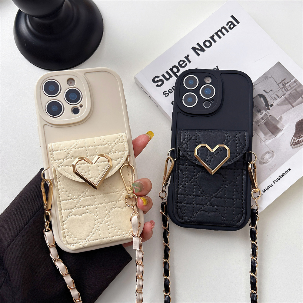 Leather Wallet Card Holder Phone Cover - Crossbody portemonnee kaarthouder telefoonhoesje voor iPhone