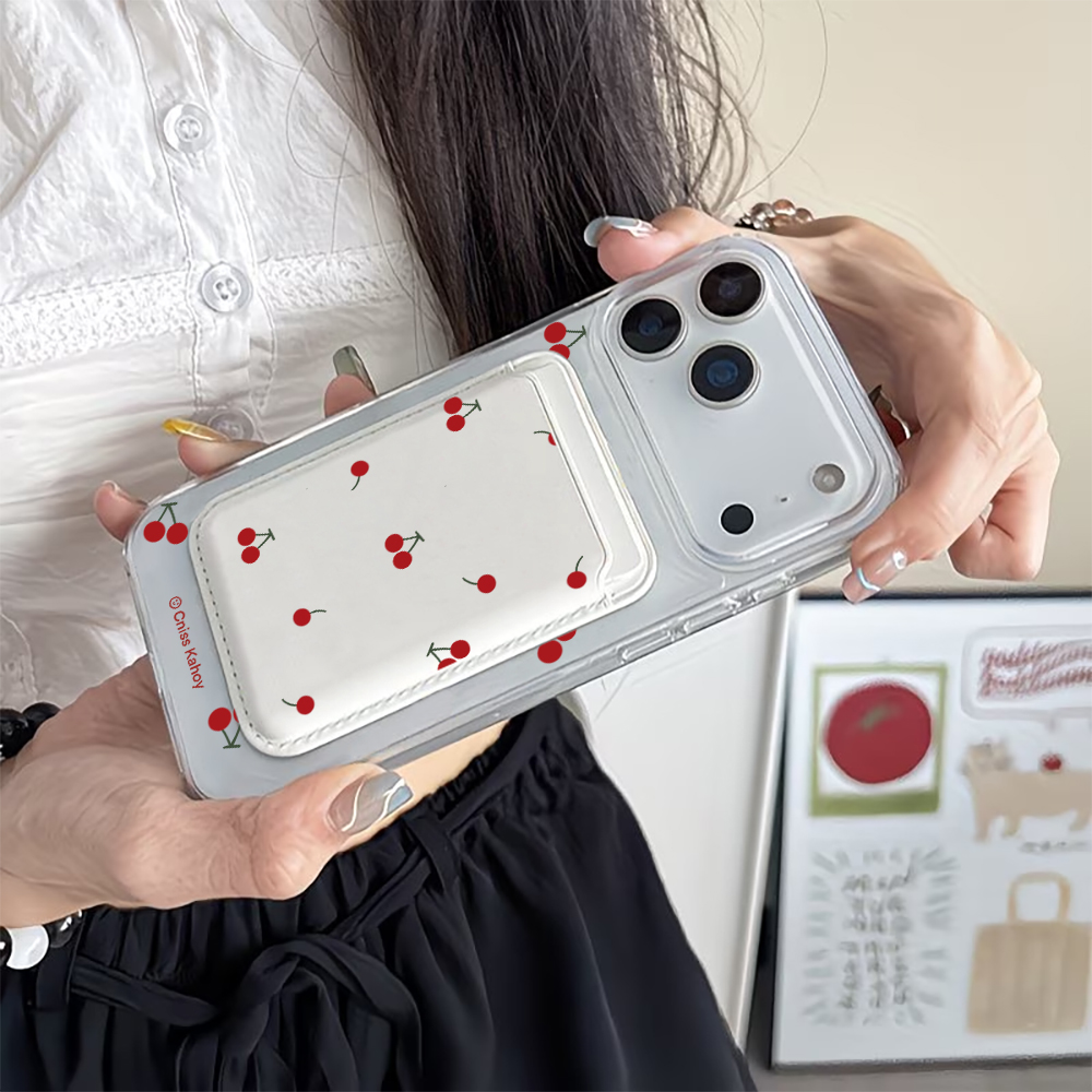Koreaanse kersenpatroon MagSaf - Leather Wallet Card Holder Phone Cover recensie en prijs
