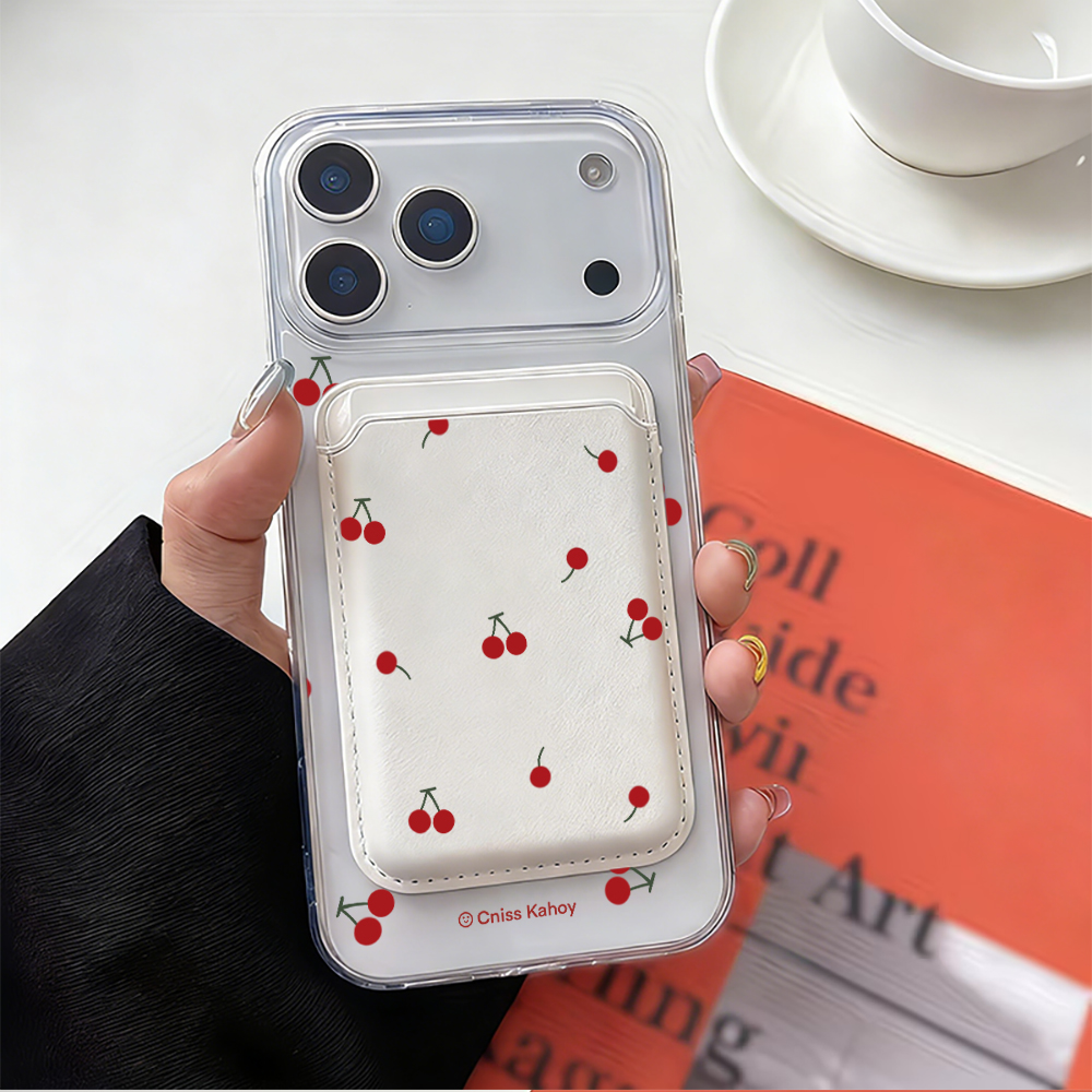 Koreaanse kersenpatroon MagSaf - Leather Wallet Card Holder Phone Cover recensie en prijs